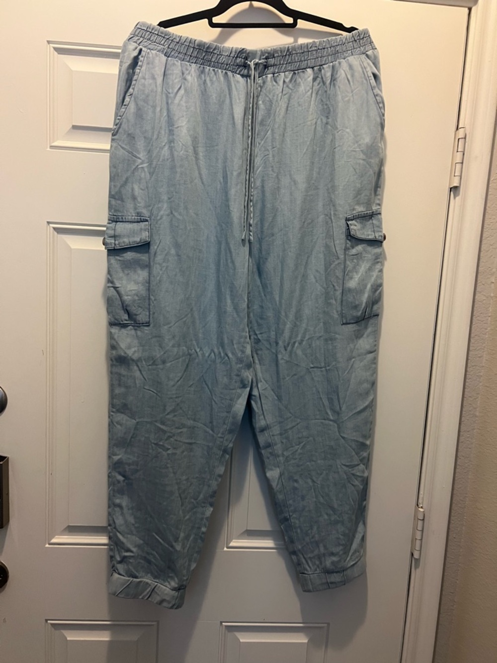 New Look Light Denim Cargo Joggers